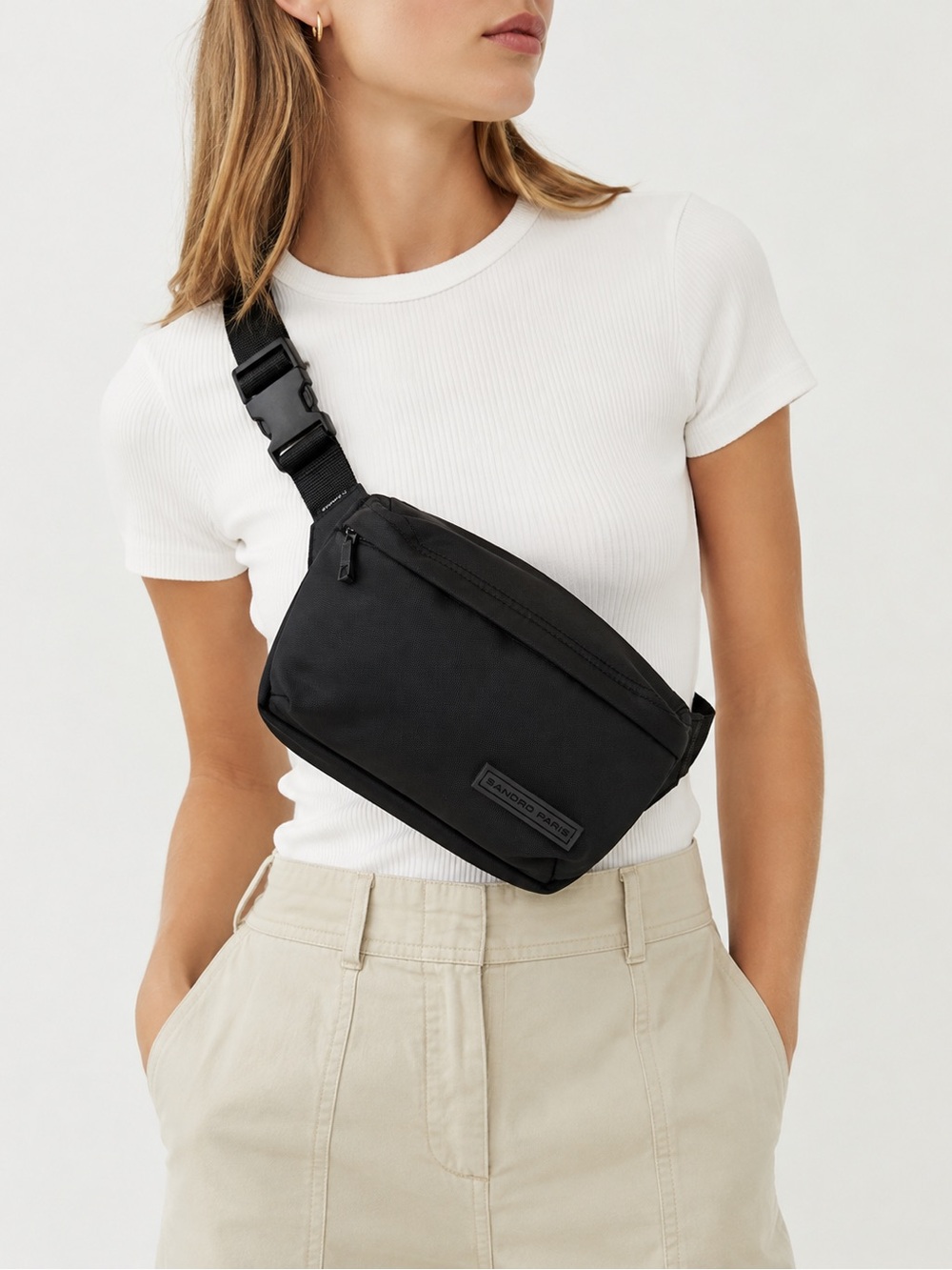 Sandro Paris Black Belt Bag Crossbody Sling Unisex